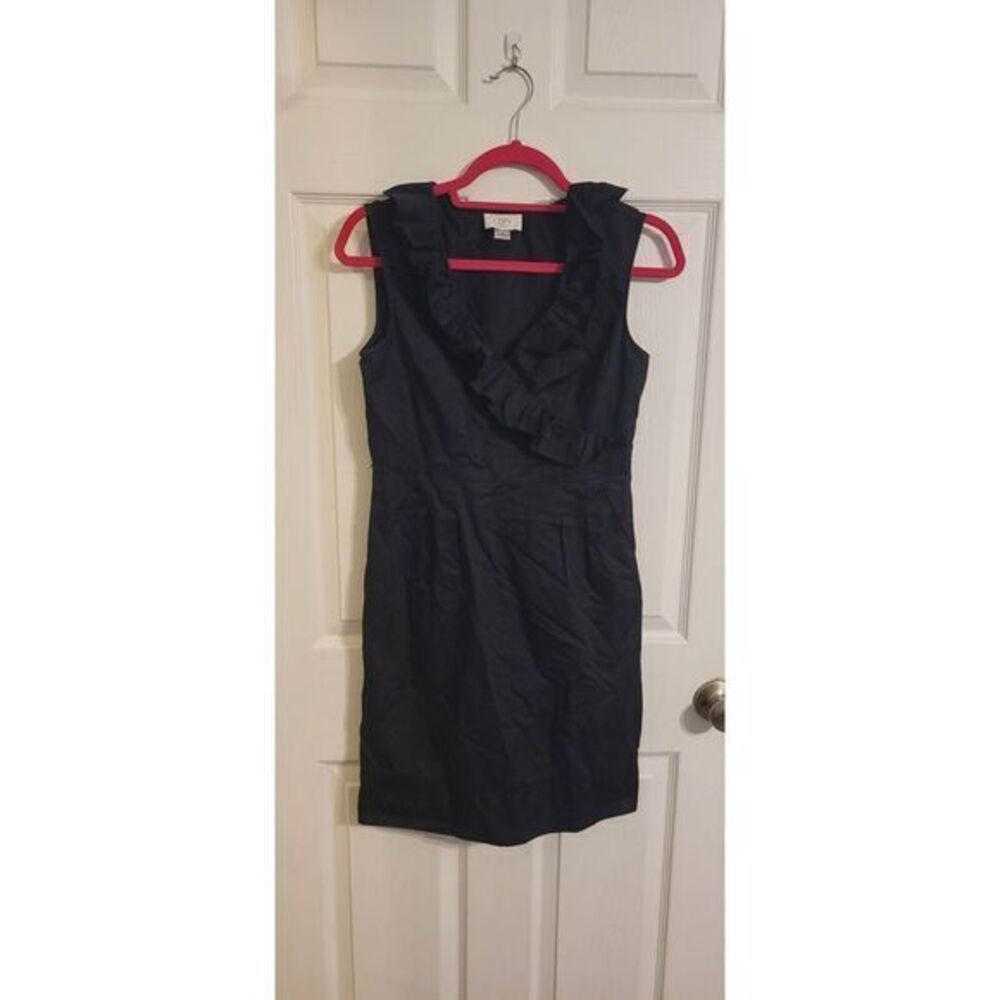 Ann Taylor Loft Petites Women's Black Cotton Ruffle Sleeveless‎ Dress Size 4P